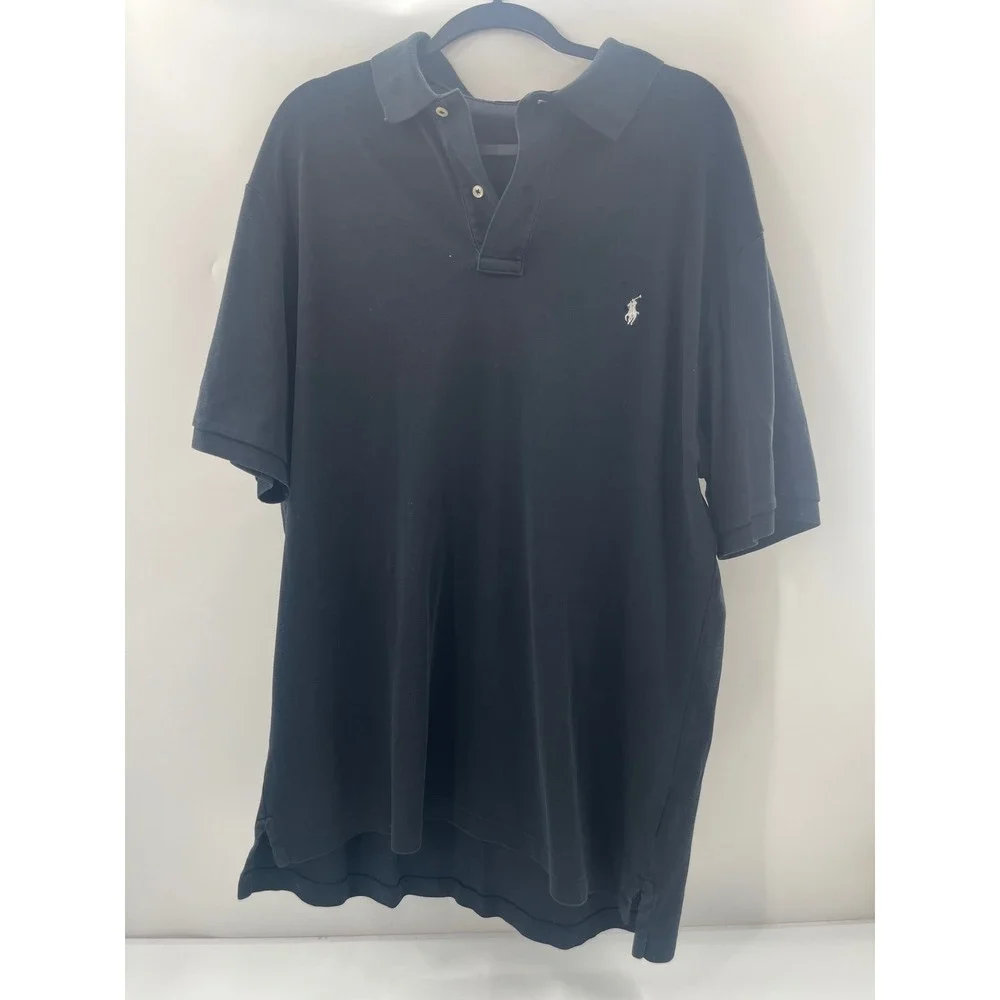 Polo Ralph Lauren Mens Black Short Sleeve Pony Logo Polo Shirt Size Large Tall